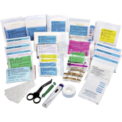 Erste-Hilfe-Füllung Frühkindliche Betreuung von Söhngen mit Verbandsmaterial, Schere, Thermometer und Pflaster