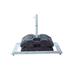 TL-Schilderständer Typ K mit Gewichtsklasse K4, bestehend aus Metallrahmen und schwarzen Gewichten