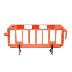 Oranges Sperrgitter STREET ORANGE mit weißen Reflexstreifen und Metallfüßen