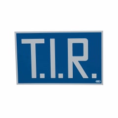 Blaues TIR-Schild starr mit weißen Buchstaben T.I.R.
