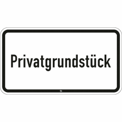Verkehrsschild Privatgrundstück VZ 2822 mit schwarzem Rand und schwarzer Schrift auf weißem Hintergrund