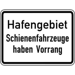 Verkehrsschild Hafengebiet Schienenfahrzeuge haben Vorrang VZ 1008-33