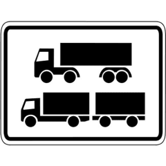Verkehrsschild Nur Sattelkraftfahrzeuge und Lastkraftwagen mit Anhänger VZ 1048-15 in schwarz-weiß