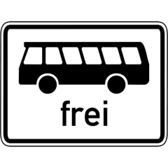 Verkehrsschild Kraftomnibusse frei VZ 1024-14 mit Bus-Symbol und Schriftzug frei