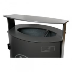 Stand-Abfallbehälter inkl. Ascher mit abgeschrägter Abdeckhaube - Inhalt 10 + 60 Liter