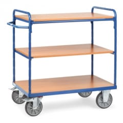 FETRA Etagenwagen 8100 mit 3 Böden und blauer Metallrahmen, Tragkraft 500 bis 600 kg