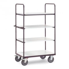 FETRA ESD-Etagenwagen 9301 mit 4 Böden, Gesamthöhe 1800 mm, Tragkraft 400 kg, robuster Transportwagen mit vier Lenkrollen