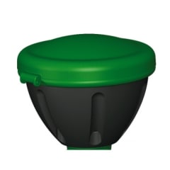 Brausekopf für Hand-Augenduschen mit grünem Deckel und schwarzem Gehäuse