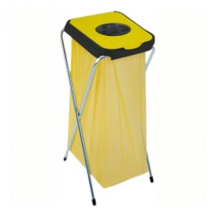 Klappbarer Abfallsackhalter EKOthinks 1 mit 130 Liter Fassungsvermögen, gelber Abfallsack und Metallgestell