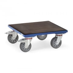 FETRA Kistenroller 2166 KF 6 61 62 G mit Holzboden und Riefengummi, Tragkraft 400 kg, Transportwagen mit vier Rollen