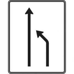 Verkehrszeichen Einengungstafel ohne Gegenverkehr, Einzug rechts und noch 1 Fahrstreifen, VZ 531-10