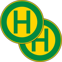 Haltestelle doppelseitig Verkehrsschild VZ 224-40 mit grünem H auf gelbem Hintergrund