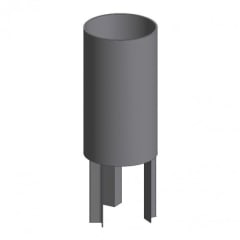 Rohrmast-Verlängerung zum Einstecken aus Metall, zylindrisch mit vier Befestigungsfüßen