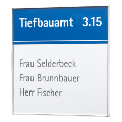 Rio Türschild fürs Büro mit blauem Zierstreifen und Namen