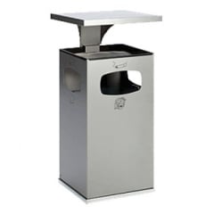 Abfalleimer mit verstärktem Schutzdach und integriertem Ascher, 3-fach Einwurf, verschiedene Fassungsvolumen