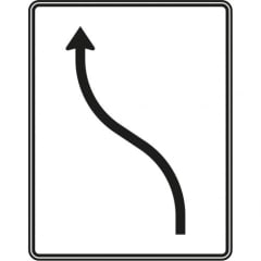 Verschwenkungstafel 1-streifig nach links Verkehrszeichen VZ 511-10 mit schwarzem Pfeil auf weißem Hintergrund