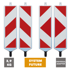 TL Leitbake FUTURE Typ D mit Universal Drehadapter, rot-weiße reflektierende Verkehrsbake mit System Future, Gewicht 3,9 kg