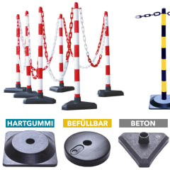 Kettenständer / Kettenpfosten-Set GUARDA mit 6 Pfosten + 10 m Kunststoffkette