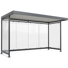 Wartehalle Modell Köln K4 a/a mit Glaswänden und grauem Metallrahmen