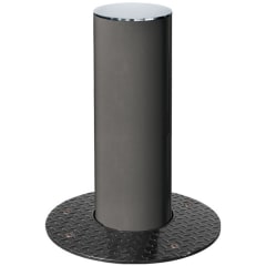 Versenkbarer Poller VILNIUS aus Stahl mit runder Basis und silberner Oberseite