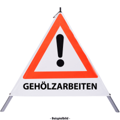 Faltsignal - Gefahrenstelle mit Text: GEHÖLZARBEITEN
