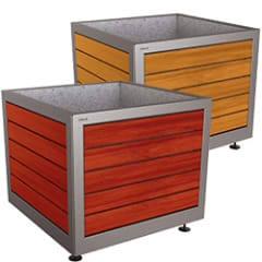 Pflanzenkübel SILAOS® aus Holz und Metall, quadratisch, modern, in zwei Größen