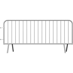 Absperrgitter Typ B aus Metall mit vertikalen Stäben und zwei Standbeinen