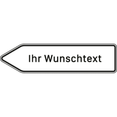 Pfeilwegweiser mit Wunschbeschriftung | zu Zielen mit erheblicher Verkehrsbedeutung, linksweisend - Verkehrsschild VZ 432-10