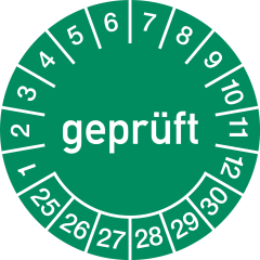 Prüfplaketten - geprüft - Jahre und Monate