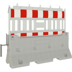 Betonschutzwand WACHTWERK X NOX LIGHT EURO2 mit rotem und weißem Warnmuster