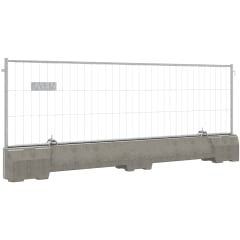 Betonleitschwelle Mobil-Bauzaun PROFI MINI mit WACHTWERK X® Zaunaufsatz aus Metall und Betonfuß