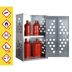 Kleingasflaschenschrank aus Stahl mit Zwischenboden