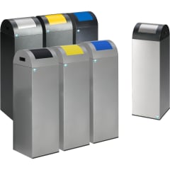 Wertstoff-Sammler WSG 85R selbstlöschend in verschiedenen Farben mit Deckeln in Schwarz, Gelb und Blau