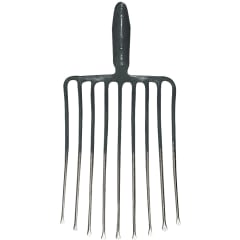 Steingabel Krumpholz aus Metall mit neun Zinken und kurzem Griff