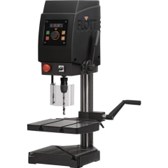 Tischbohrmaschine TB 15 Plus FLOTT mit schwarzem Gehäuse und verstellbarem Arbeitstisch