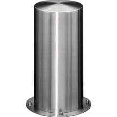 Absperrpfosten Saturn klein aus Edelstahl mit rundem Kopf und Bodenplatte