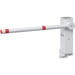 Weiße Durchfahrtsperre Merkur mit rotem Streifen und Solarbetrieb