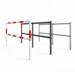 Modulares ESD-Schutzgeländer WACHTWERK X aus Stahl in verschiedenen Ausführungen, weiß mit roten Streifen, schwarz und verzinkt