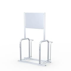 Werbefahrradständer Werbe-Kappa® aus Metall mit Werbetafel in silber