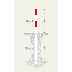 Absperrpfosten PARATlift, versenkbar - zum Einbetonieren