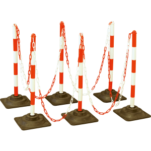 KomplettSet Kettenpfosten mit 6 Pfosten und 10 Meter Kette