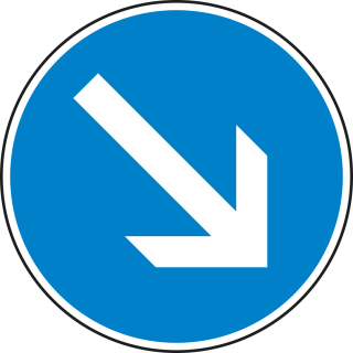 Vorgeschriebene Vorbeifahrt rechts vorbei - Verkehrsschild VZ 222