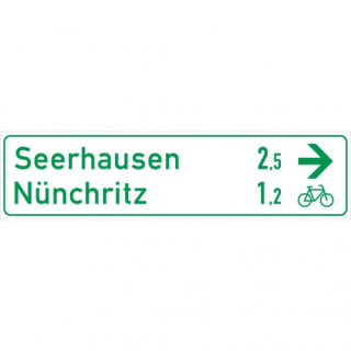 Radwegschild - Tabellenwegweiser