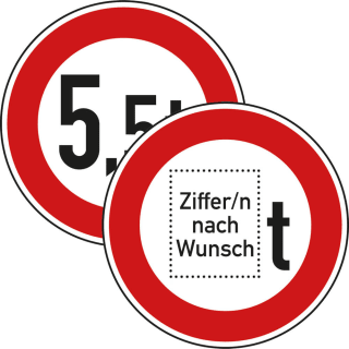 VZ 262 - Verkehrsschild Verbot über tatsächliches Gewicht