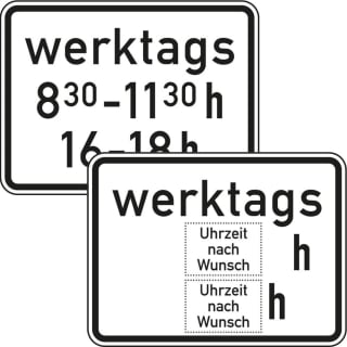Zeitliche Beschränkung werktags Zusatzzeichen 1042-32
