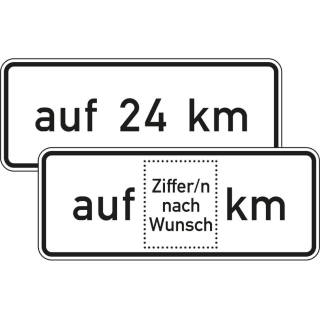 Auf ... km, in Verbindung mit Fahrstreifentafeln VZ 1001-35
