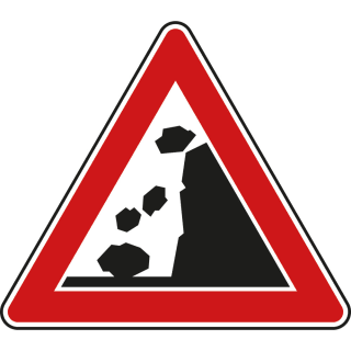Steinschlag, Aufstellung rechts - Verkehrsschild VZ 101-15