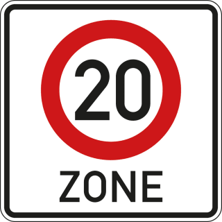 Beginn einer Tempo 20-Zone - Verkehrsschild VZ 274.1-20