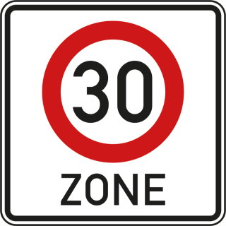 Beginn einer Tempo 30-Zone - Verkehrsschild VZ 274.1