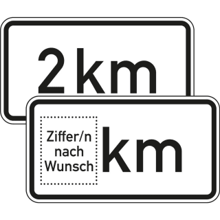 Entfernungsangabe in ... km - Verkehrsschild VZ 1004-31